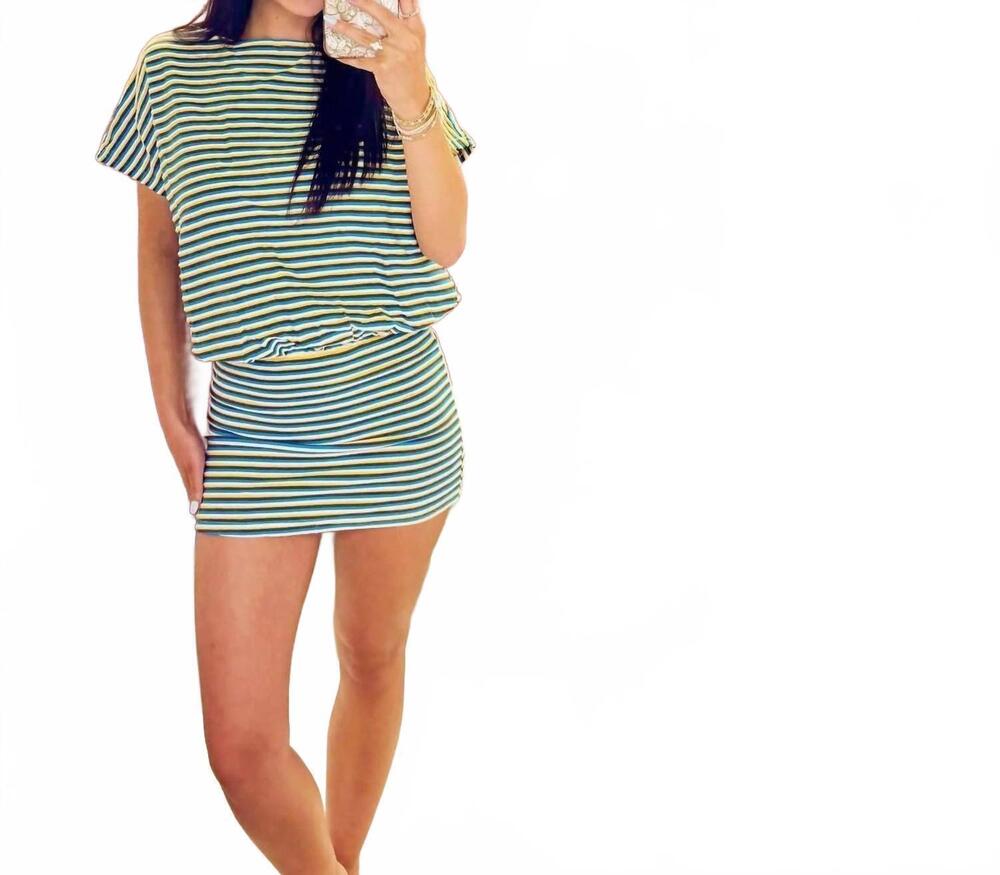 NEW BAILEY ROSE marine striped mini dress in green
